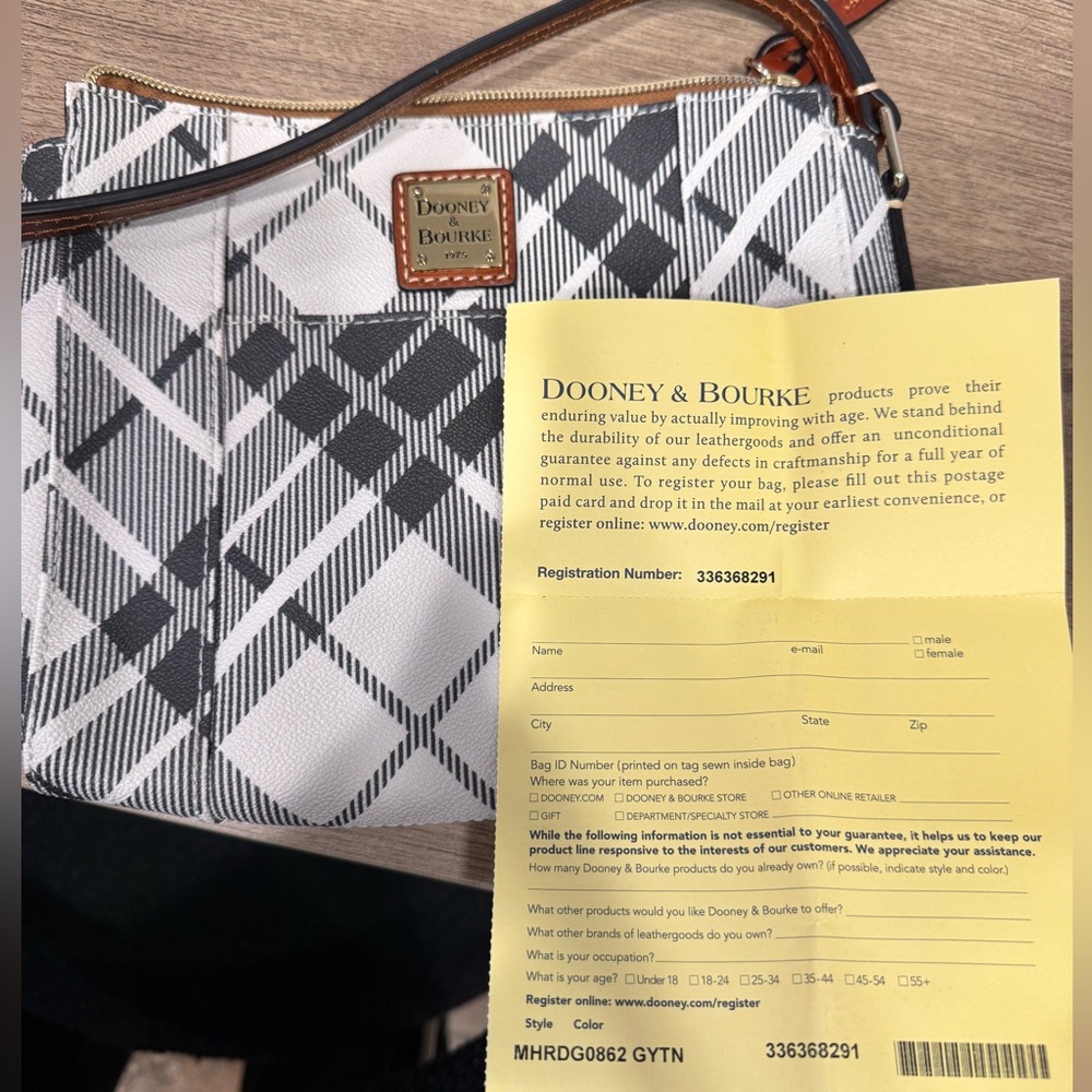 Dooney & Bourke Black and White Plaid Crossbody